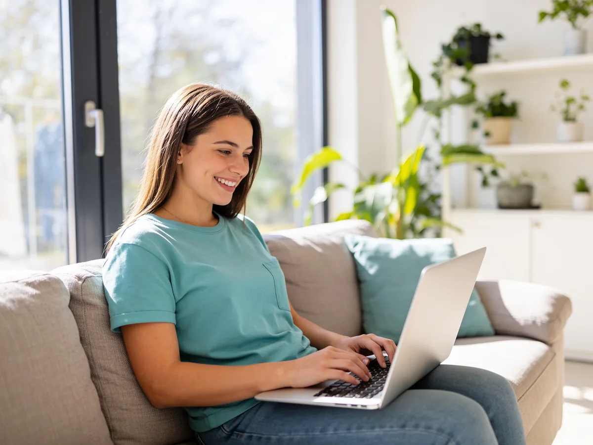 Žena využíva rýchly internet AIRNET plus